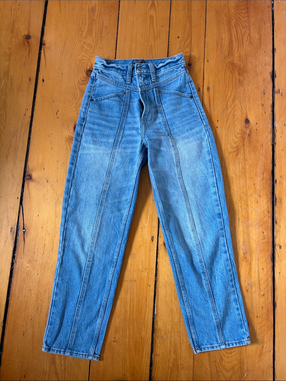 Abercrombie & Fitch High-Rise Panel Seam Jeans - Light Blue Denim